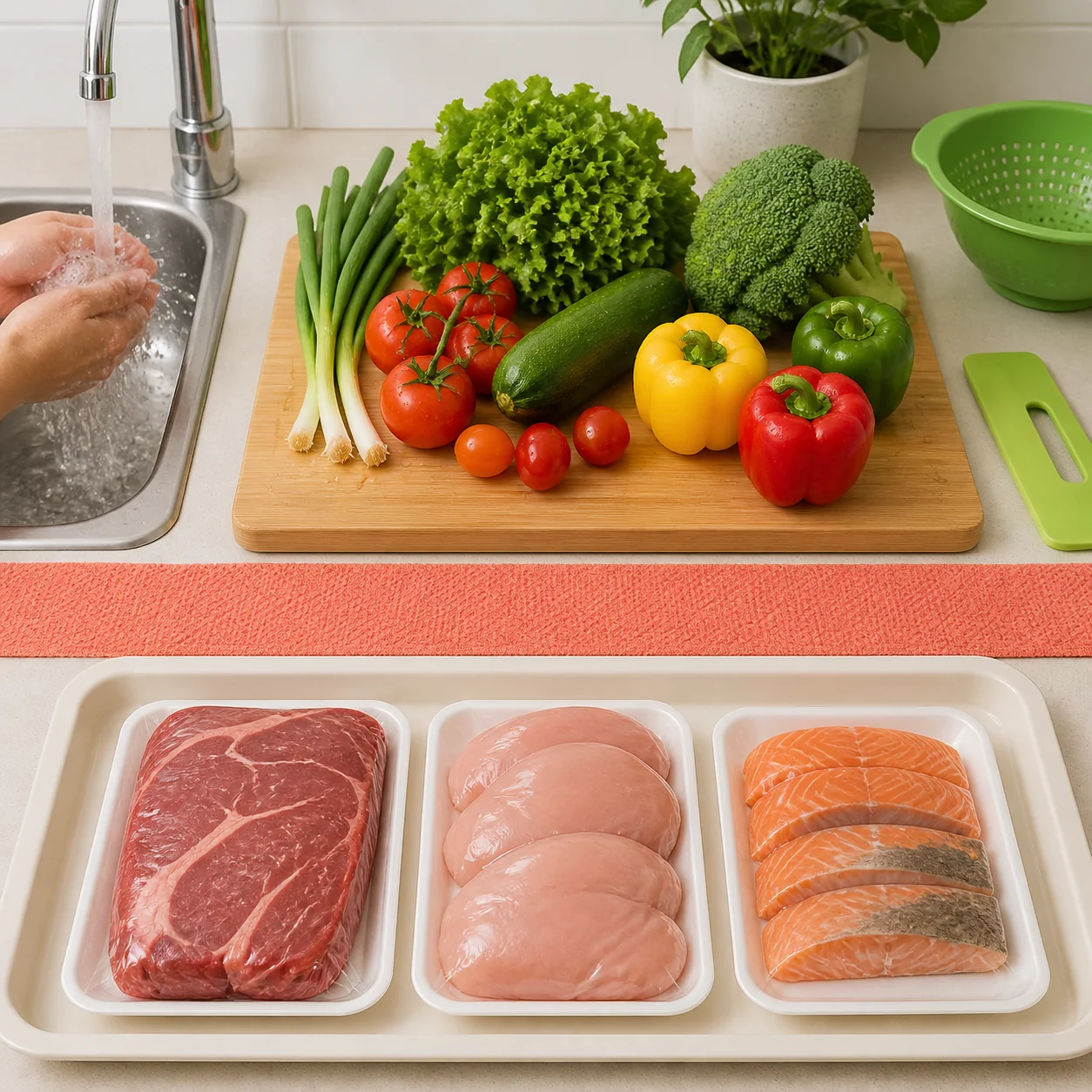 Illustrated market-to-table scene for Clean & Separate