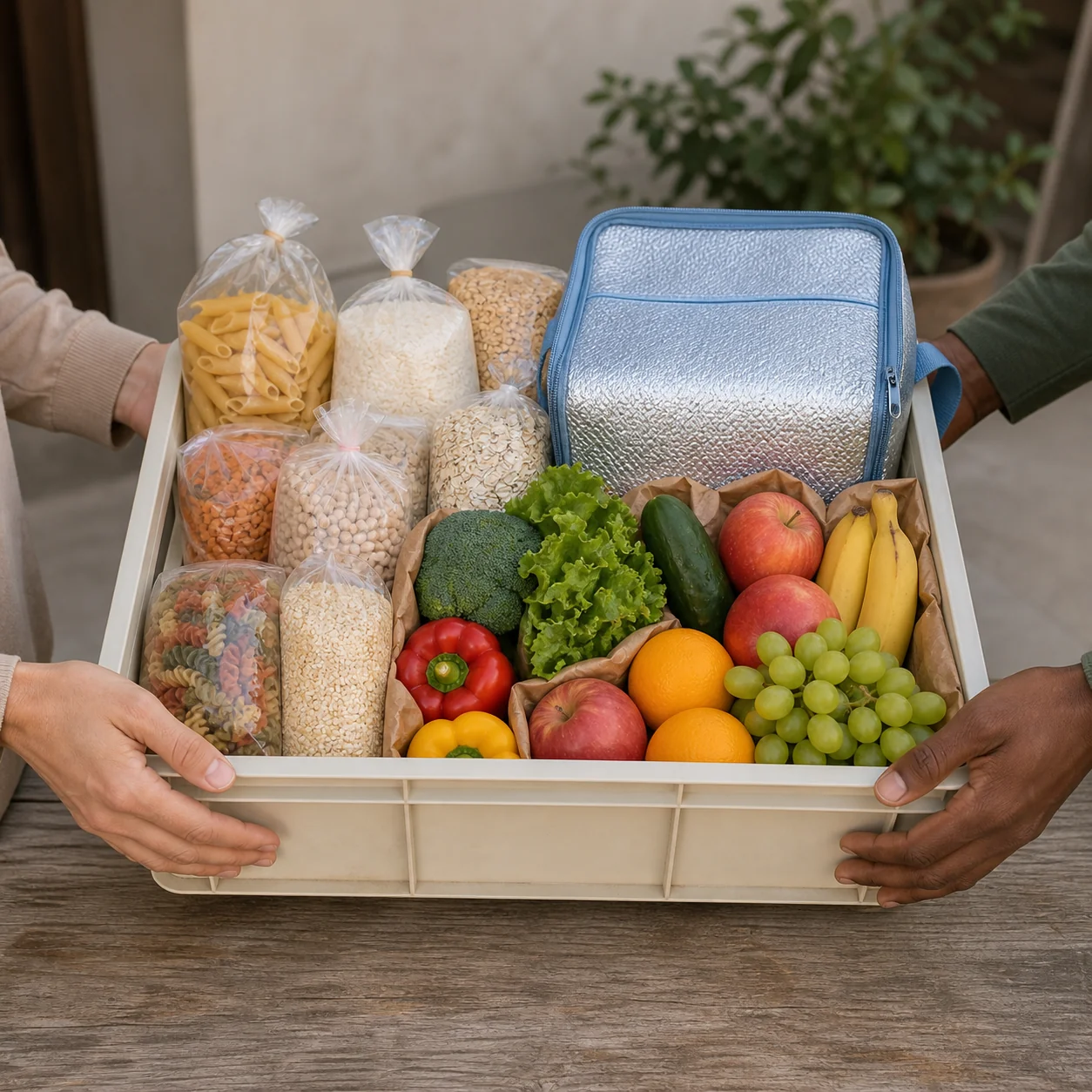 Illustrated market-to-table scene for Share Basket
