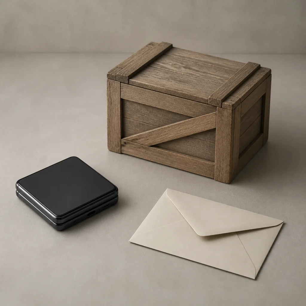Illustrated Crate Compass scene accompanying Sharing and export